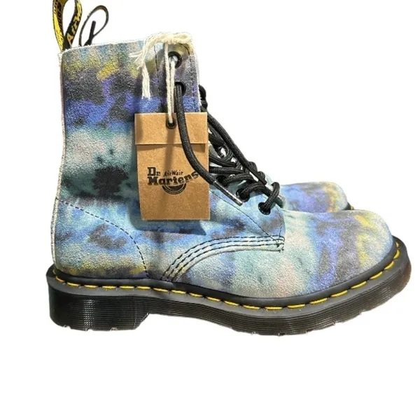 Dr‎ Martens boots 1460 Pascal Tie Dye Blue Pattern Boot size 6 moto boho - Image 2