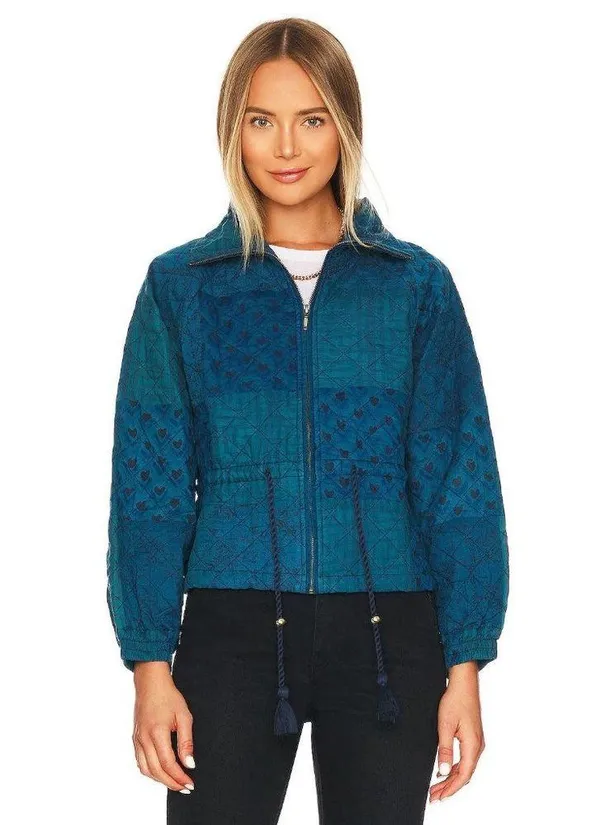 Cleobella Quilted Patchwork Lightweight Jacket Indigo Womens Size Small - Image 5