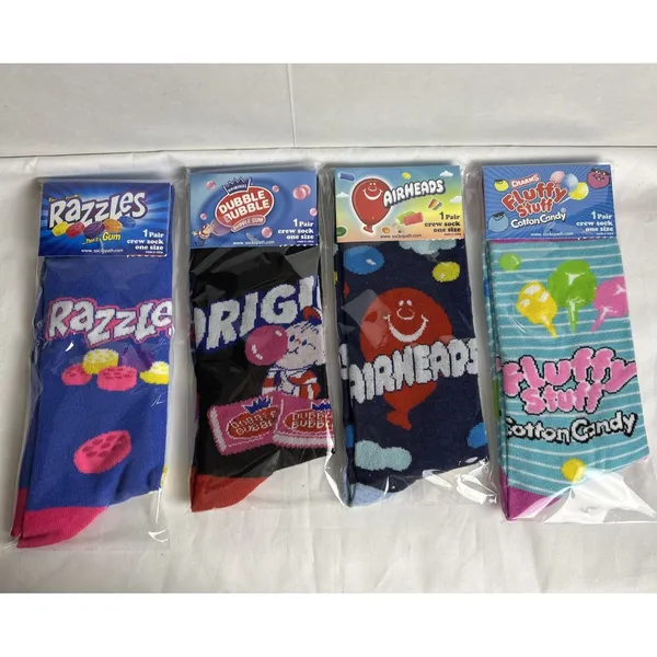 New Classic Candy Crew Socks Size 8/9-12/13 Razzles Gum Airheads Fluffy Stuff - Image 2