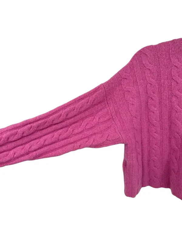 Madewell (Re)sourced Cashmere Cableknit Cropped Sweater Light Petunia Size Small - Image 3