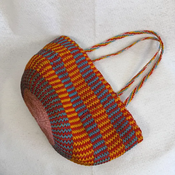 Boho Woven‎ Straw Tote Bag Multi Color Striped Beach Shoulder Bag Summer Purse - Image 8