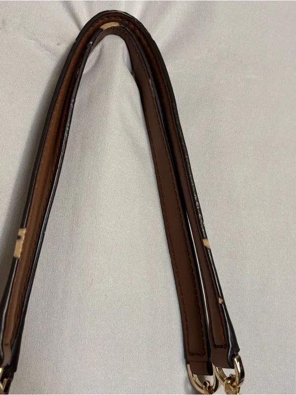 Michael Kors Cognac Pebbled Leather Tote with Gold Chain Straps zipper closure - Image 5
