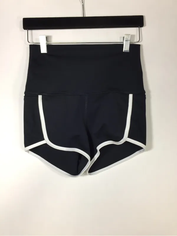 Free People Sporty Black High-Rise Athletic Shorts with White Trim - Image 2