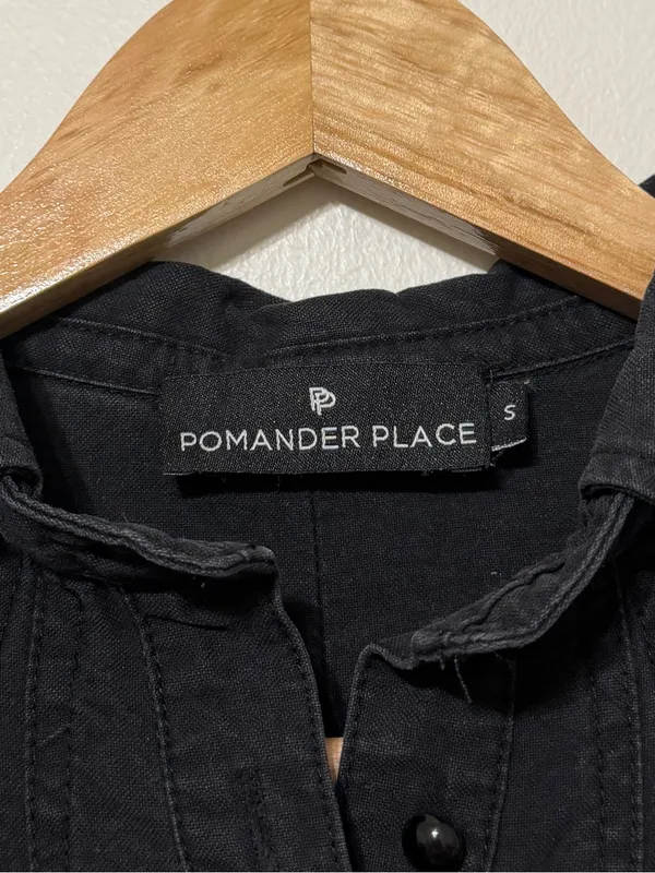 Tuckernuck X Pomander Place Black Polly Pop Collar Relaxed Shirt Dress Small - Image 3