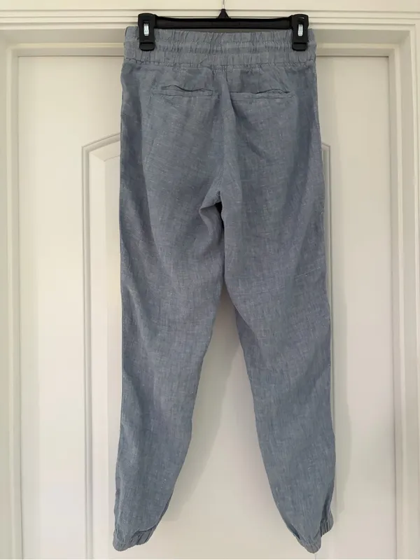 Athleta Light Blue Linen Drawstring Joggers Size 0 - Image 5