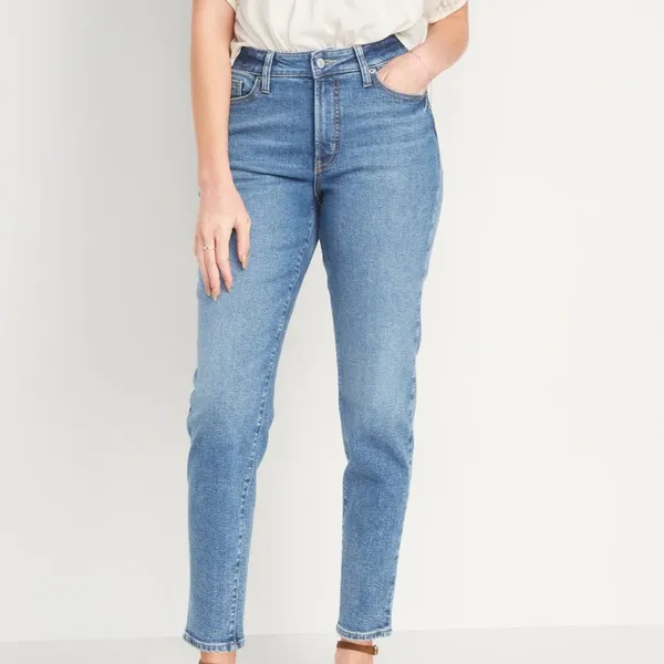 Old Navy High-Waisted O.G. Straight‎ Medium-Wash Extra Stretch Jeans - Image 5