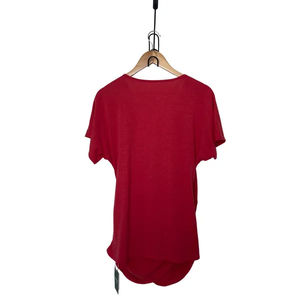 Halara Womens Wrap V-Neck Ruched Top Medium Coral Pink Short Sleeve T-Shirt - Image 5