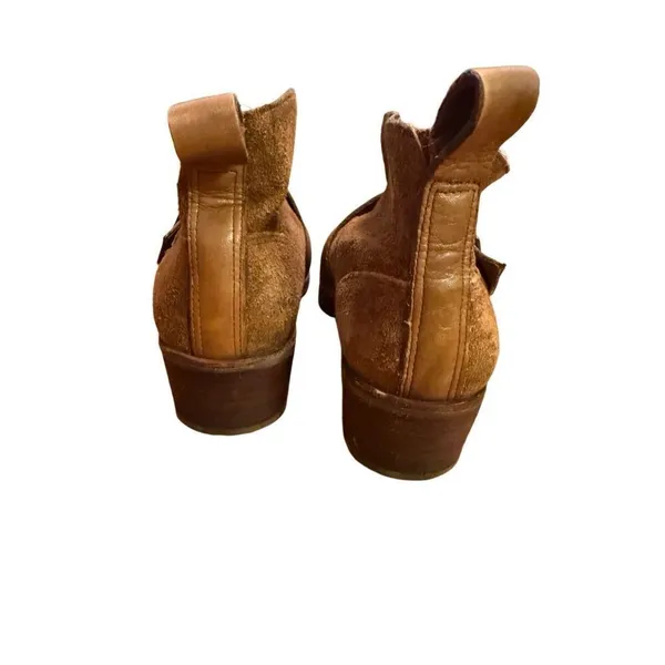 Ugg W Wright Belted Shearling‎ Lined Chestnut Leather Suede Ankle Boots Sz 7 - Image 3