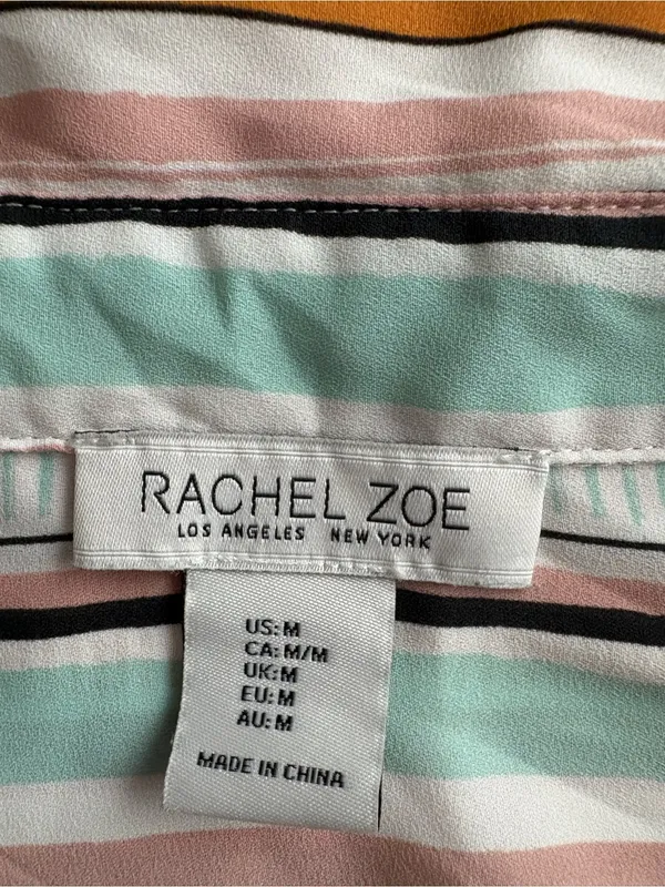 Rachel Zoe Striped Tie-Front Blouse in Mint, Peach & Cream - Image 6