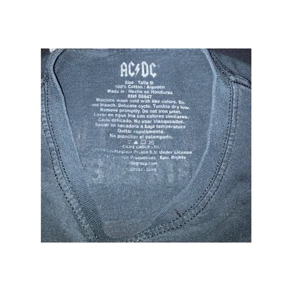 AC/DC Cropped T-Shirt Women M Black Graphic Highway 1979 Tour Band‎ Tee - Image 10