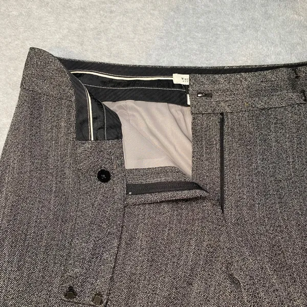 White House Black Market Flare Pants Women's 12R Gray Herringbone Contour Career - Image 4
