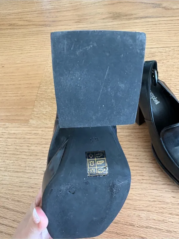 Jeffrey Campbell Black Leather Square-Toe Slingback heeled Loafers - Image 5