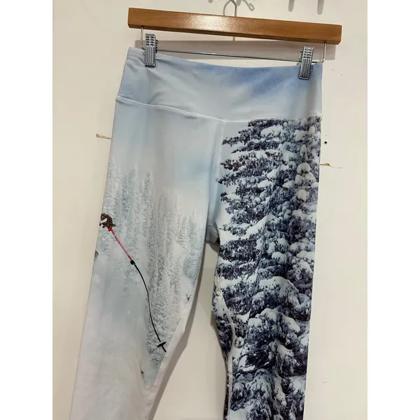 Mountain Cognito Pow Mountain Print Patterned Leggings Women Medium Outdoor Ski - Image 3