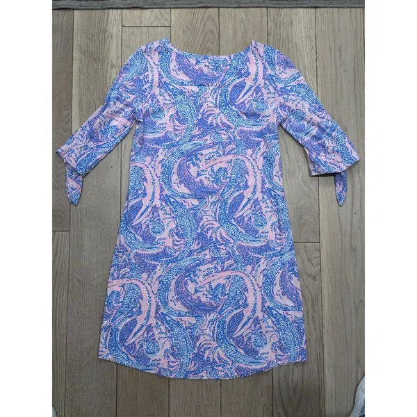 Lilly Pulitzer Size XS Preston A-Line Dress‎ Gator Geometric 100% Pima Cotton - Image 12