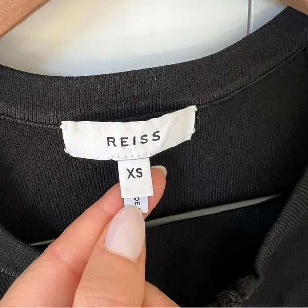 REISS Lila Sleeveless Zip Neck Top in Black - Image 7