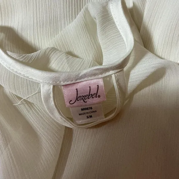Jezebel Ivory Chiffon Lace Trim Robe Kimono‎ Sheer Bridal Loungewear OV-1601 S/M - Image 3