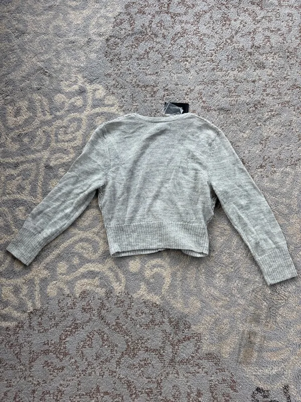 Express Wool Cropped Cardigan Gray Medium - Image 4