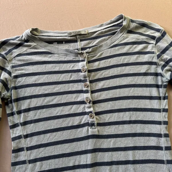 Stateside Striped Thermal Henley Tee - Image 4