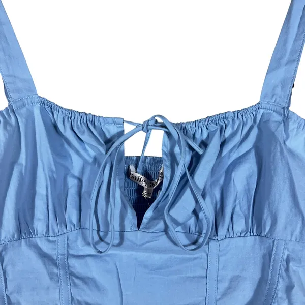 NWT Bailey Rose Corset Solid Crop Top Blue Coquette Smocked Back Size L - Image 3