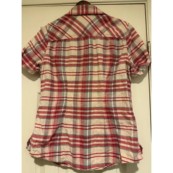 Carhartt Women's Brogan Plaid‎ Short Sleeve Shirt - Rugged Pink/Cream - Small - Image 5