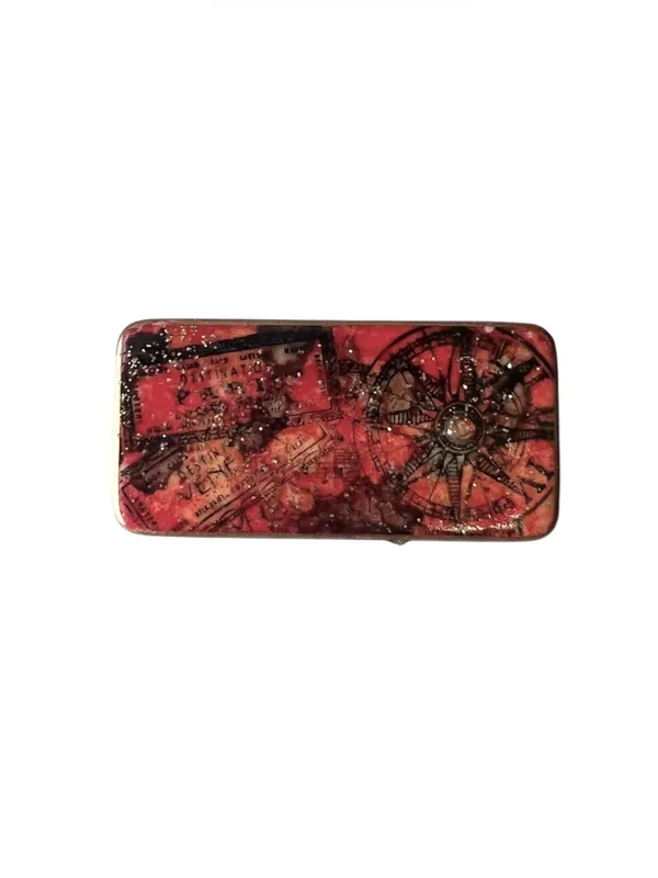 Artisan Crafted Brooch Painted Vintage Domino Jewelry Gift Idea - Image 2