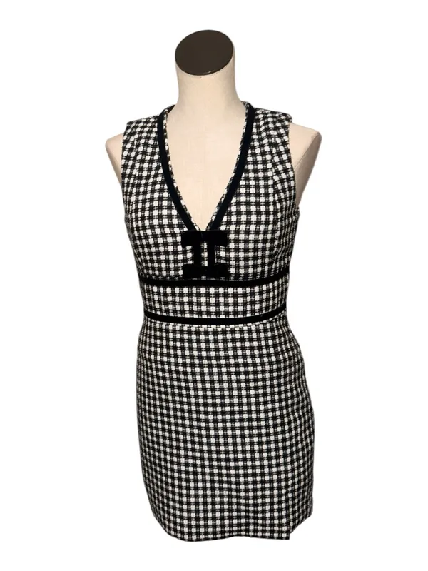 NWT Avec Les Filles Women's Black Bow Tweed Dress SZ-6 - Image 3
