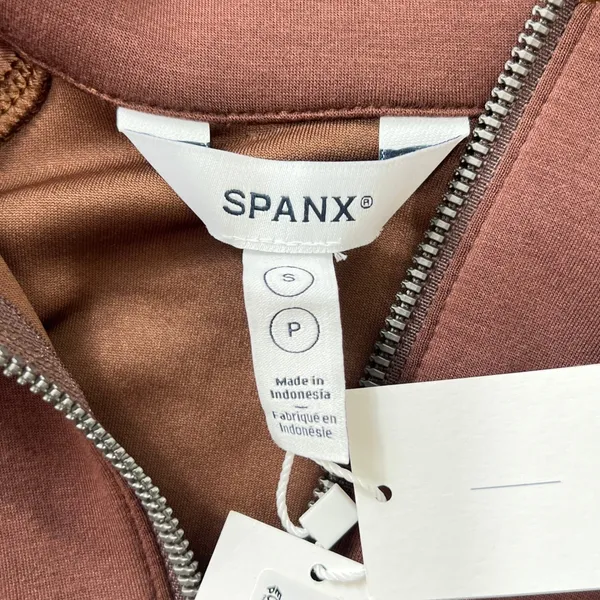 NWT Spanx AirEssentials Half Zip Sweatshirt Espresso Brown Pullover Size Small - Image 4