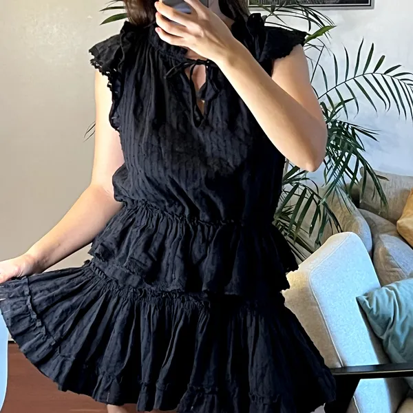 Misa Los Angeles Lilian Eyelet Mini black 100% cotton dress size S - Image 3