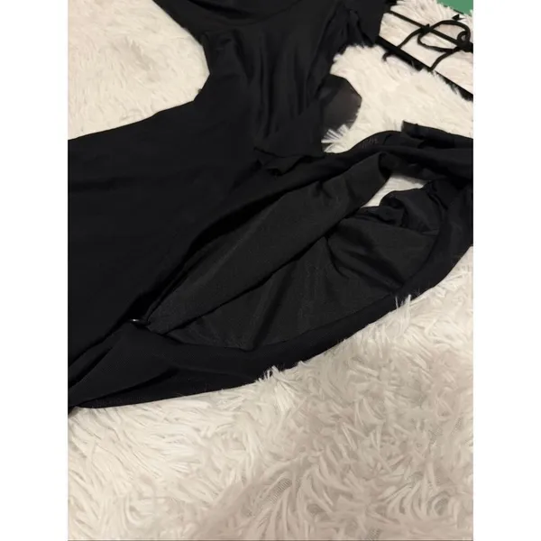 Hello Molly Date at Nine Mesh Ruffle Long Sleeve Maxi Dress in Black Size 4 - Image 8