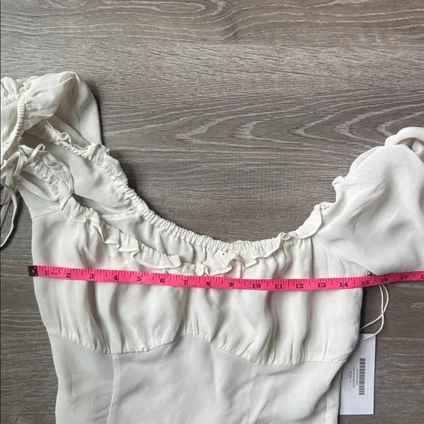NEW Reformation Cantaloupe Ruffle Tie Sleeve Blouse Ivory 4 - Image 5