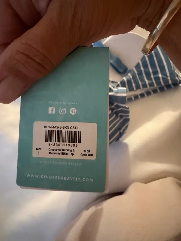 Kindred Bravely maternity bikini Blue Stripe Women's Swim Top - Image 4