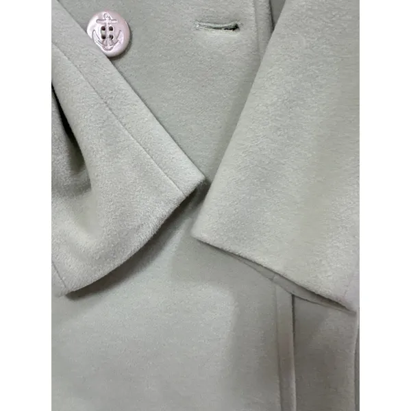 Talbots Sage Green Wool Cashmere Blend Double Breasted Pea Coat Size 4 Italian - Image 9