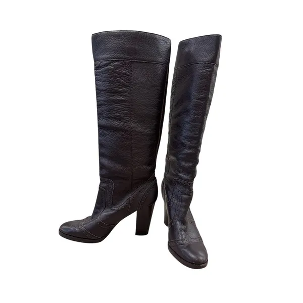 Michael Kors Womens Brown Knee High Leather Riding Boots 10M SKU 7079 - Image 2
