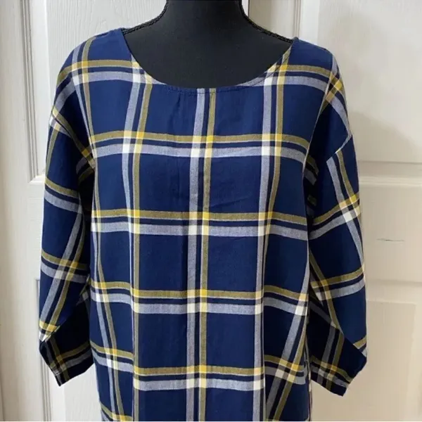 Old Navy Plaid Blue Dress(Size Small) - Image 3