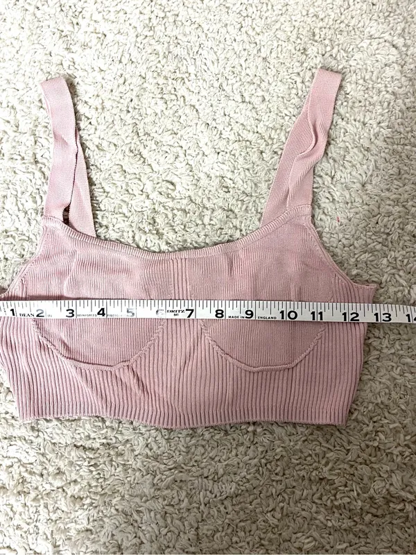 Zara Ribbed Knit Cropped Top in Dusty Pink - Image 2