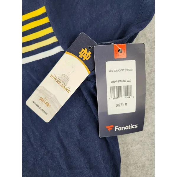 NWT Womens Fanatics Navy Notre Dame Fighting Irish Tie Breaker T-Shirt sz MEDIUM - Image 8