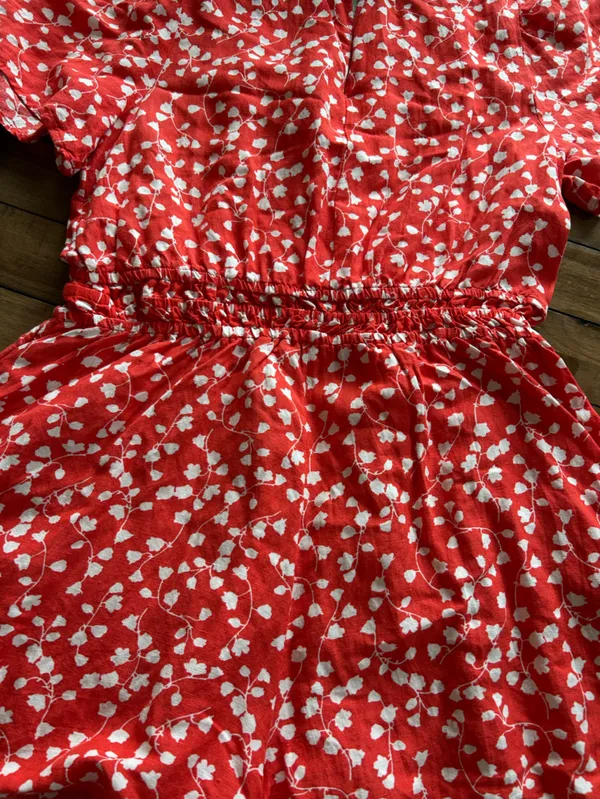 Anthropologie Somerset Linen Edition Red Romper L - Image 14