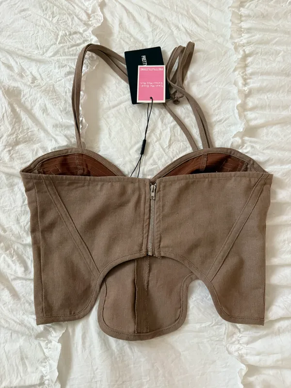Pretty Little Thing Brown Halter Top - Image 2