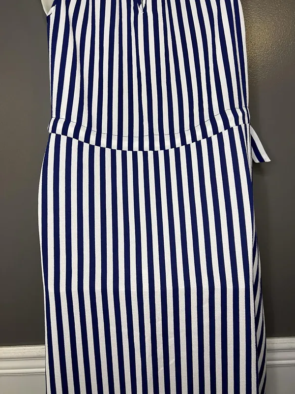Juicy Couture Dress Womens Small Blue Stripe Belted Sleeveless Shift Nautical - Image 10