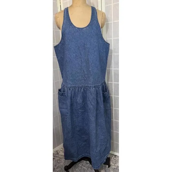 VTG‎ Sunbelt Jumper Dress Blue Jean Denim Overall Country Modest Cottagecore Lg - Image 12