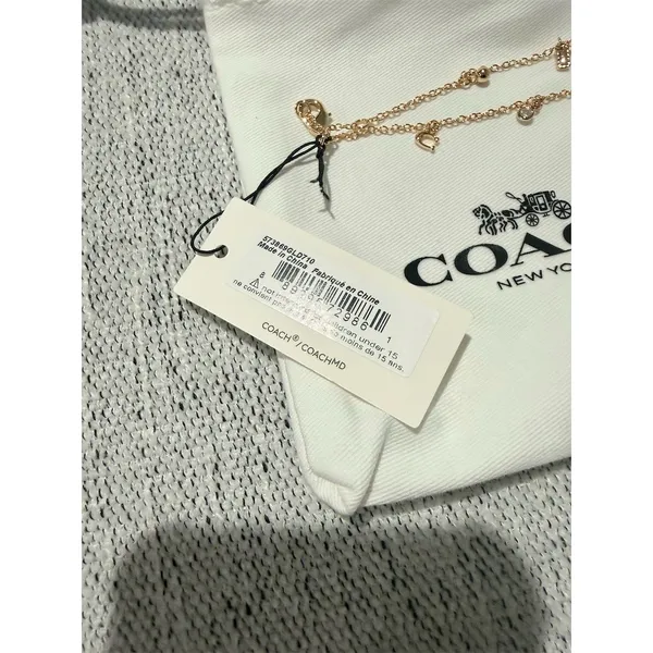 Coach Dainty Charm Bracelet Gold Clear Crystal Accents Dangle Charms cute gift - Image 2