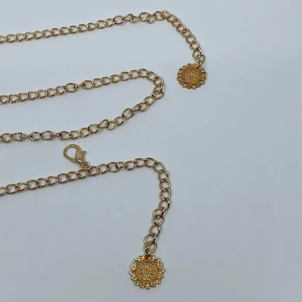 Y2K Rockstar Girlfriend Gold Layered Charm Chain Belt, Up to 37 Inches, X7GA1190 - Image 4