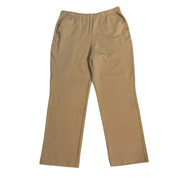 NEW Quince Size L Organic Cotton Double Knit Straight Leg Pants Soft Camel Tan - Image 3