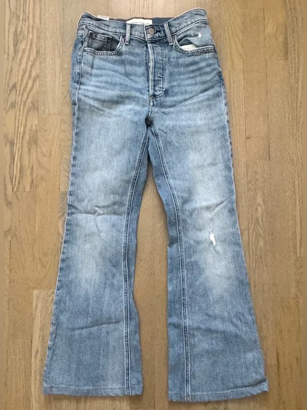 Aritzia Denim Forum Marianne Flare Jeans Size 25 Distressed Medium Wash - Image 2