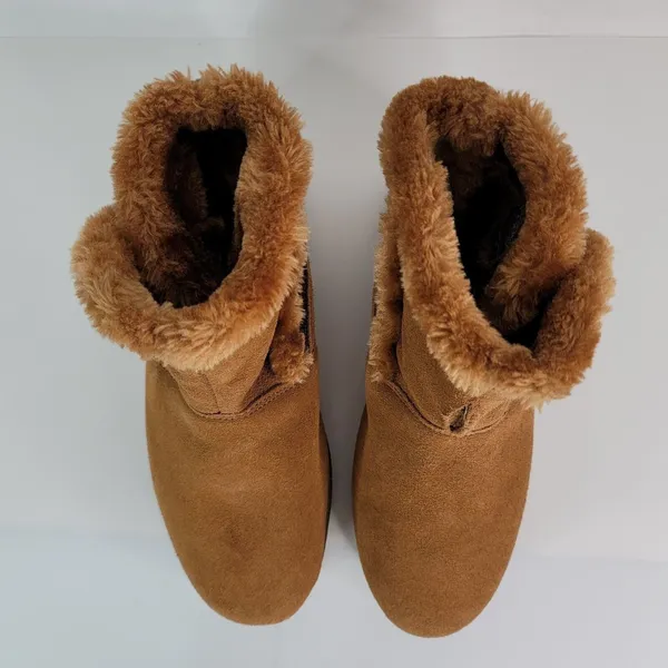 Skechers Ankle Boots Womens 9 Tan Suede‎ Faux Fur Lined 48677 - Image 5