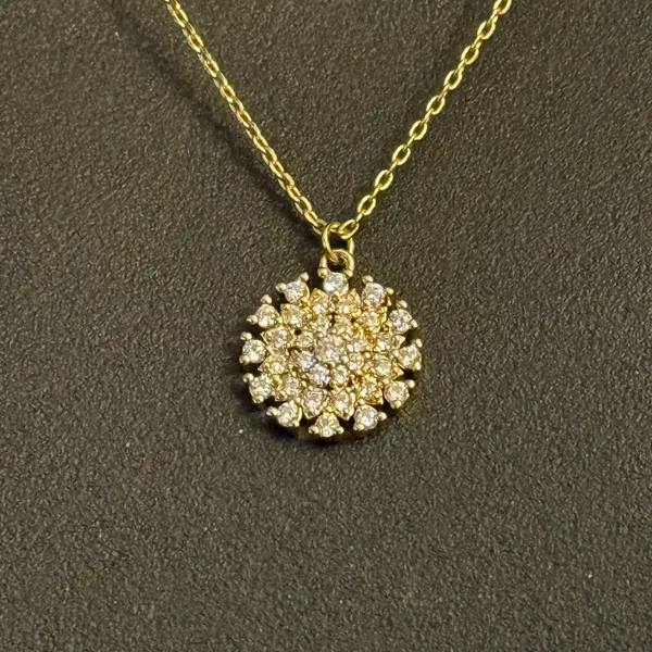 Dainty gold tone pave snowflake pendant necklace - Image 2