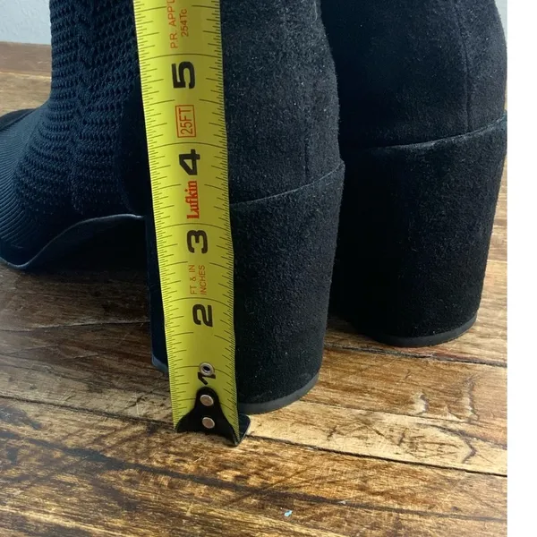 EILEEN FISHER Margate Peep Toe Bootie In Midnight‎ Stretch Fabric - Image 4