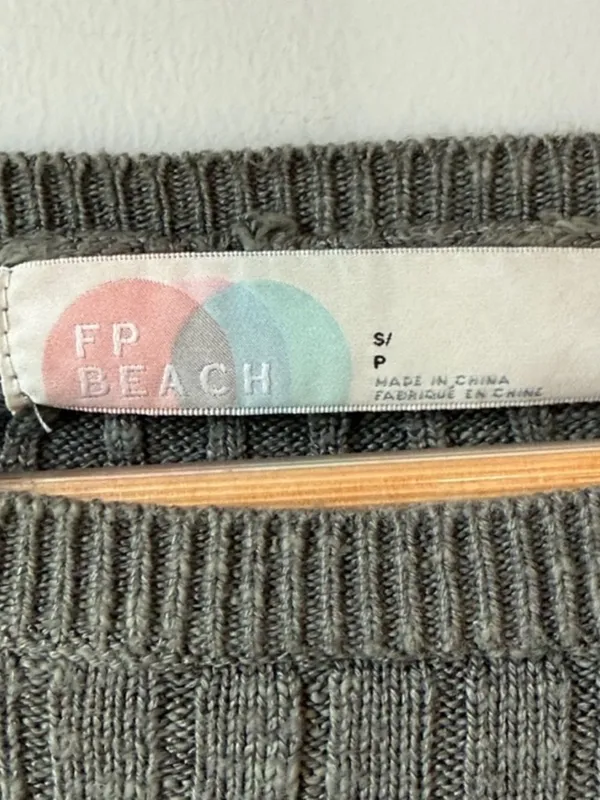 Free People Beach Ribbed Long Sleeve Shirt Sweater - Image 4