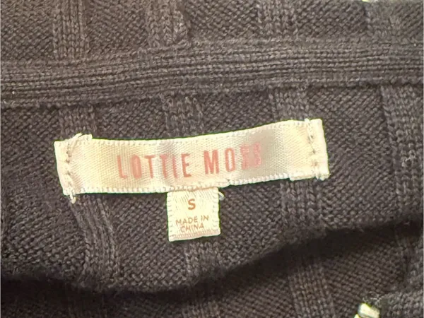 Lottie Moss Cropped Black Ribbed Zip-Up Hooded Cardigan Sz S - Image 3