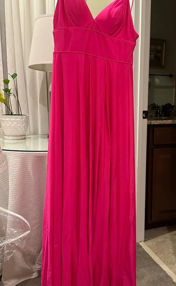 LEENA for Mac Duggal Hot Pink Gown - Image 2
